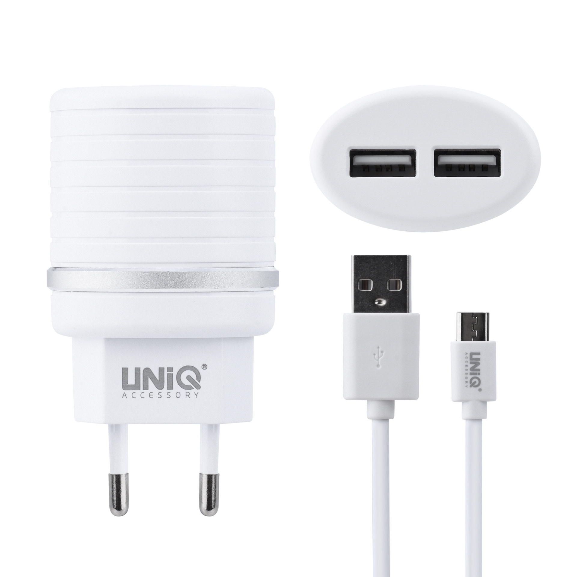UNIQ Accessory Dual Port 2.4A töltő - Lightning USB Fe