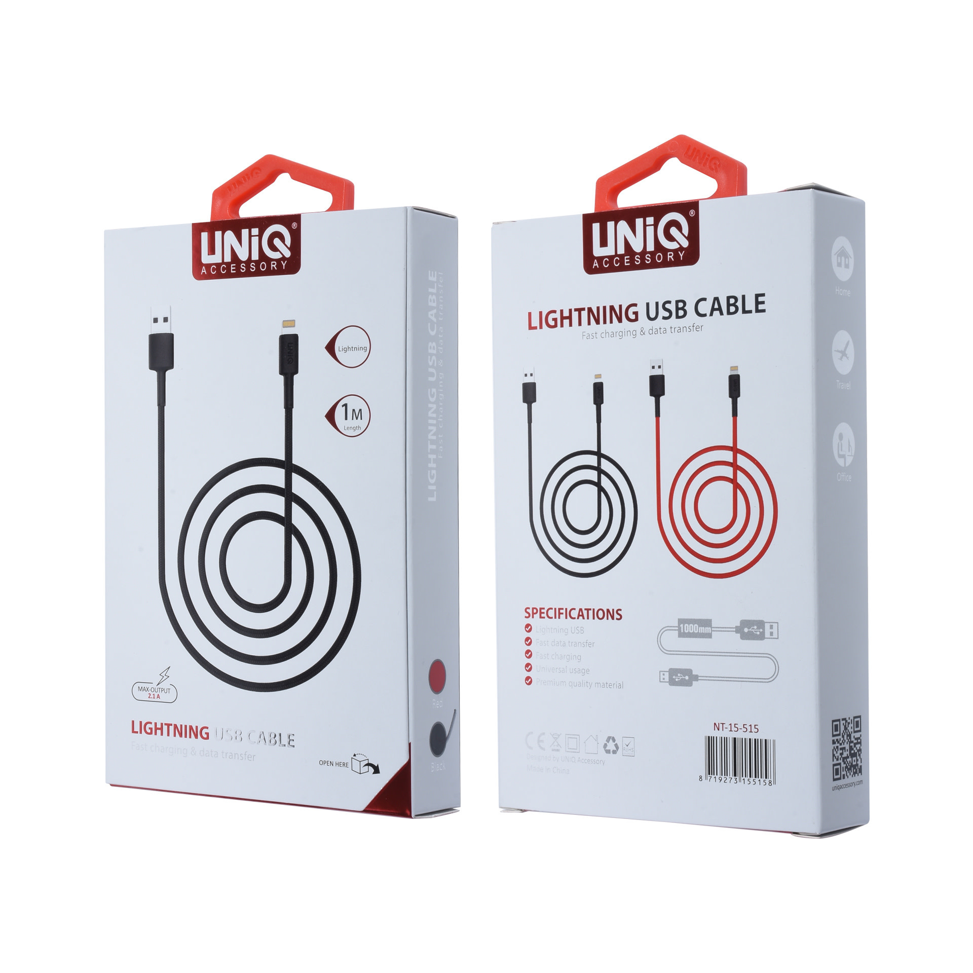 UNIQ Accessory QC Lightning Adatkábel 1m - Fekete