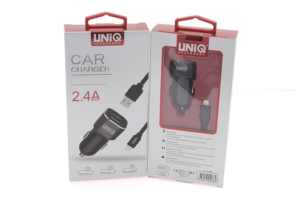 UNIQ Accessory Autóstöltő Apple Lightning 2x USB - Fekete